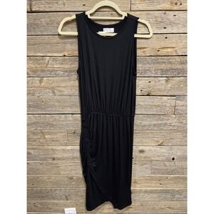 NWT 24/7 Maurices Women's Black Maxi Dress Sleeveless Ruched Side Slit Size‎ S